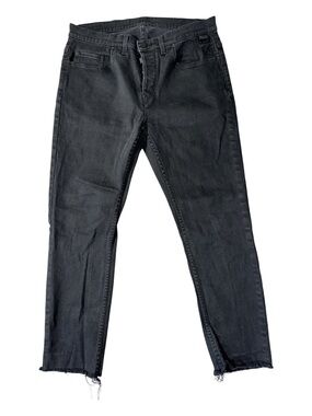 Zadig & Voltaire men 32 black David crop noir slim button fly frayed denim jeans